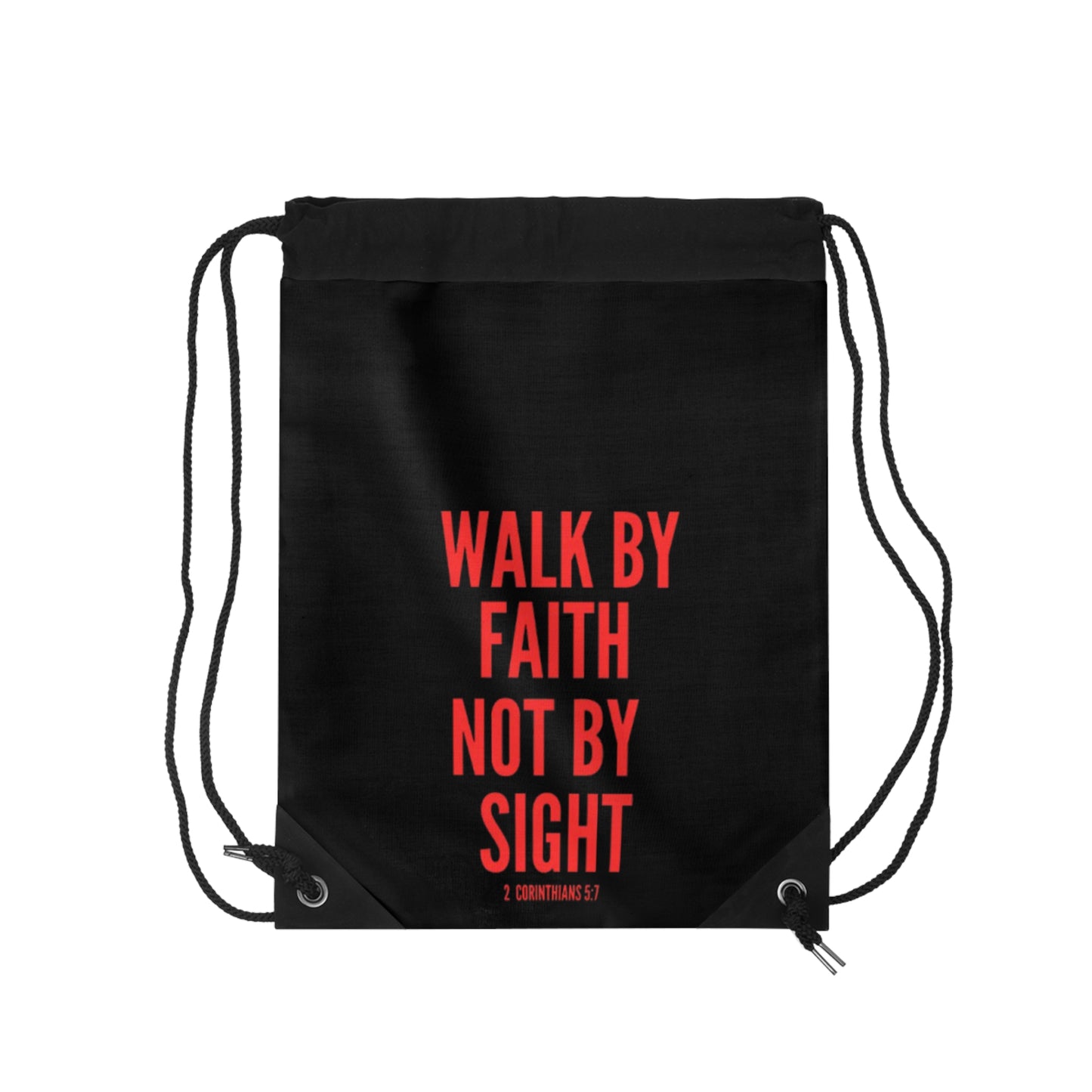 Black of Faith-Inspired Drawstring Bag - Walk by Faith, Not by Sight, Motivational Gym Bag, Christian Tote, Spiritual Gift, Everyday Use