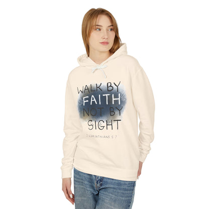 2 Corinthians 5:7 Walk in Faith Unisex Lightweight Hooded Sweatshirt