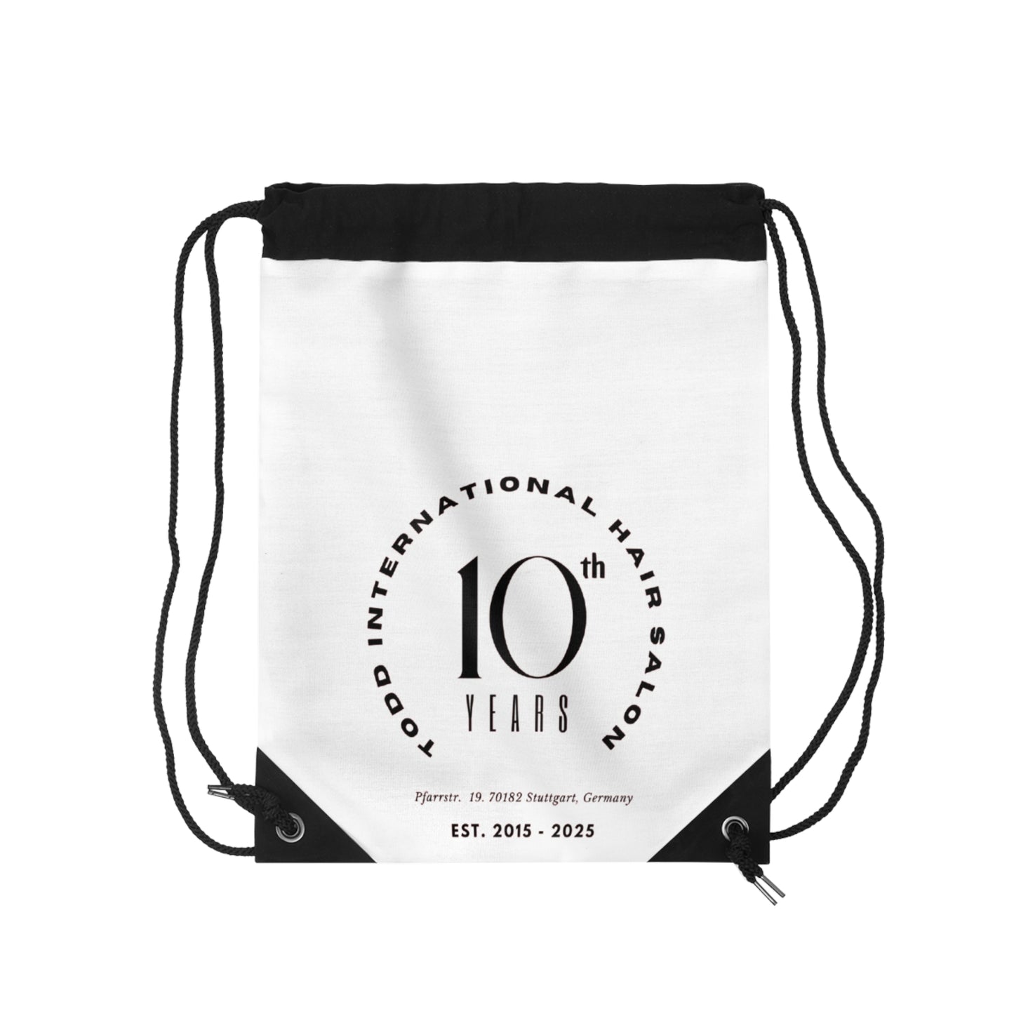 10th Anniversary Drawstring Bag - Custom Gym Sack, Gift for Hair Salon Clients, Travel Tote, Personalized Drawstring Backpack