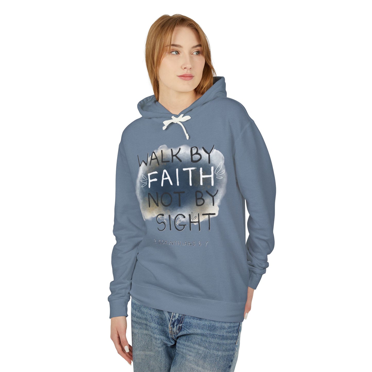 2 Corinthians 5:7 Walk in Faith Unisex Lightweight Hooded Sweatshirt